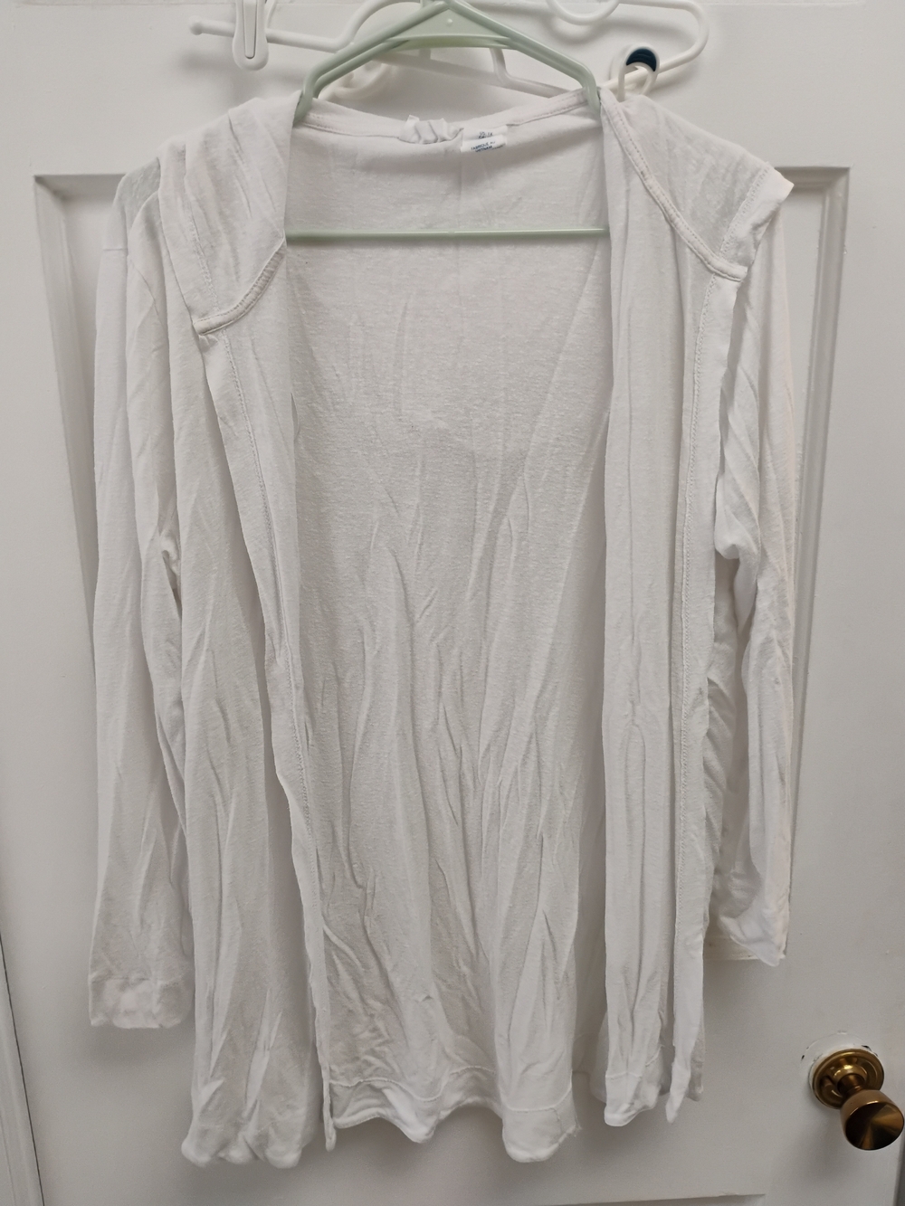 Sigrid Olsen White Lightweight Open-Front Hooded Cardigan